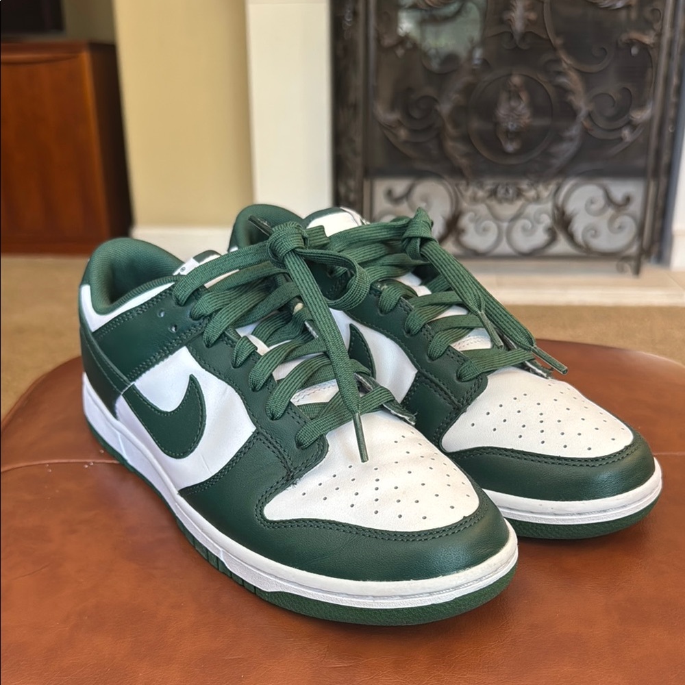 Nike Green and White Dunk Sneakers